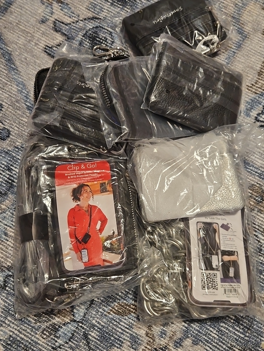 Save The Girls Black Crossbody Phone Wallet with RFID Protection Lot 7 Pieces
